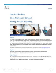 Learning Services Cisco Training on Demand Routing Protocol Bootcamp Overview