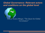 Global Governance: Relevant actors and coalitions on the global level
