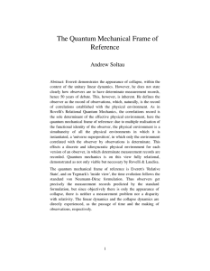 The Quantum Mechanical Frame of  Reference Andrew Soltau