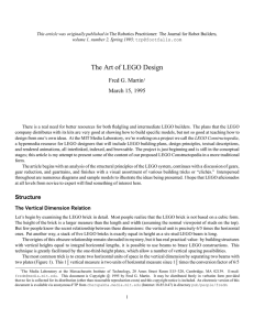 The Art of LEGO Design Fred G. Martin March 15, 1995