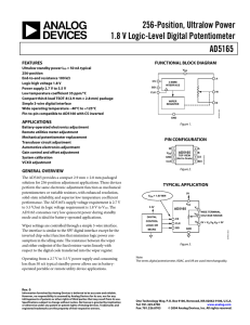 256-Position, Ultralow Power 1.8 V Logic-Level Digital Potentiometer AD5165