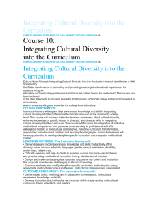 Course 10: Integrating Cultural Diversity into the Curriculum