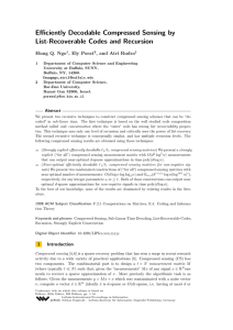 Efficiently Decodable Compressed Sensing by List-Recoverable Codes and Recursion Hung Q. Ngo