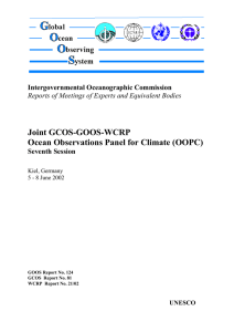 Joint GCOS-GOOS-WCRP Ocean Observations Panel for Climate (OOPC) Intergovernmental Oceanographic Commission Seventh Session