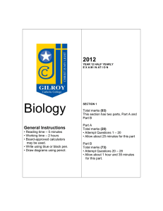Biology HSC Half Yearly 2012-1