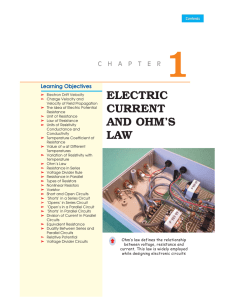 ELECTRIC CURRENT AND OHM`S LAW