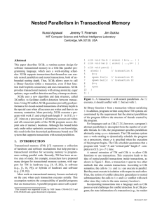 Nested Parallelism in Transactional Memory Kunal Agrawal Jeremy T. Fineman Jim Sukha