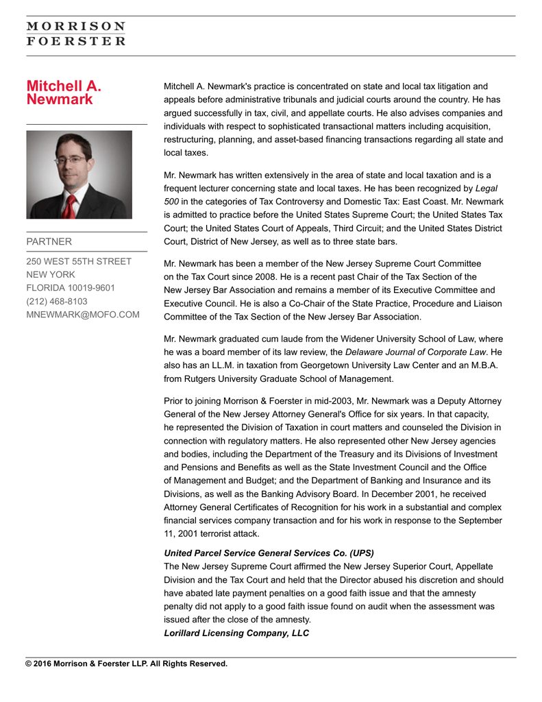 Newmark Mitchell Morrison Foerster