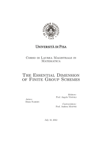 The Essential Dimension of Finite Group Schemes Corso di Laurea Magistrale in Matematica