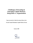 Challenges of Investing in Emerging Capital Markets: Integration vs. Segmentation