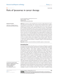 Role of lysosomes in cancer therapy