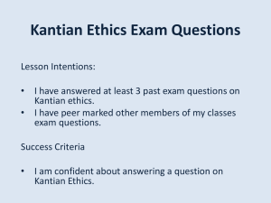 Kantian Ethics Exam Questions - Clydeview Academy Humanities