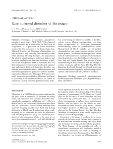 Rare inherited disorders of fibrinogen