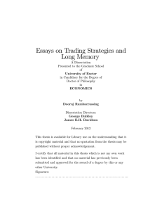 Essays on Trading Strategies and Long Memory