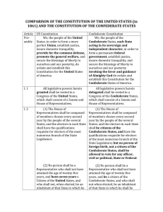 "Republicans Versus Democrats: The Case of the Confederate Constitution," to the Political Theory Institute, American University, Washington DC, October 16, 2012 RESOURCE: Comparison of the US and Confederate Constitutions