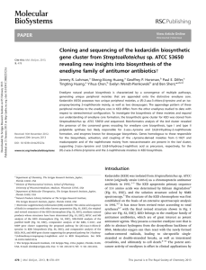 Cloning and sequencing of the kedarcidin biosynthetic