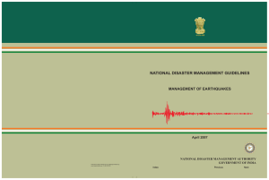 Earthquake Disaster Guidelines - National Disaster Management