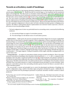 Towards an articulatory model of handshape