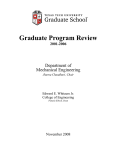 Graduate Program Review Department of Mechanical Engineering