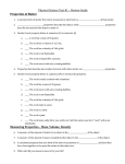 Physical Science Test #1 – Review Guide Properties of Matter