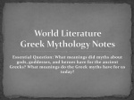 World Literature Greek Mythology Notes