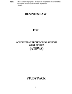 ATSWA Study Pack - Business Law