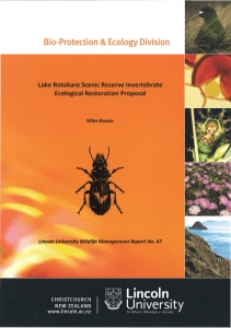 Bio-Protection &amp; Ecology Division Lake Rotokare Scenic Reserve Invertebrate Ecological Restoration Proposal