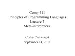 Comp 411 Principles of Programming Languages Lecture 7 Meta-interpreters
