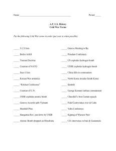 Cold War Terms Worksheet