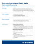 Strategy Overview Schroder International Equity Alpha Summary