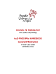 SCHOOL OF AUDIOLOGY AuD PROGRAM HANDBOOK General Information