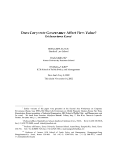 Does Corporate Governance Affect Firm Value? Evidence from Korea