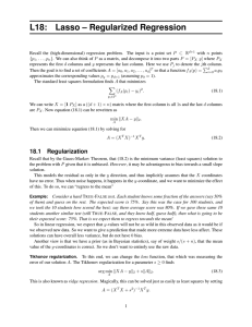 L18: Lasso – Regularized Regression