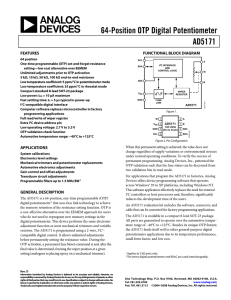 64-Position OTP Digital Potentiometer AD5171  FEATURES