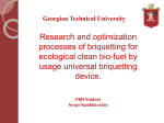 Research and optimization processes of briquetting for ecological