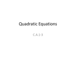 Quadratic Equations C.A.1-3