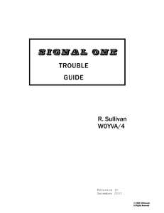 Signal/One Troubleshooting Guide