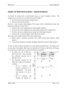 Chapter 10: Multi-‐Electron Atoms – Optical Excitations