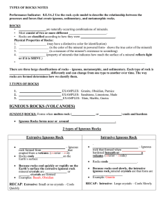 GUIDED NOTES – IGNEOUS ROCKS Name