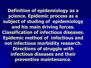 Lecture 1 Definition of epidemiology as a science