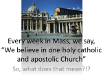 Every week in Mass, we say, *We believe in one holy catholic and