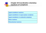 Chapter 20 Coordination chemistry: reactions of complexes