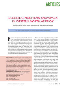 declining mountain snowpack in western north america