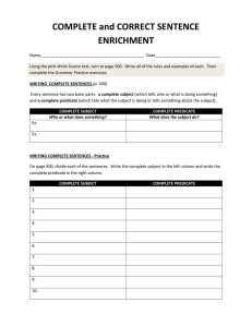 Complete and Correct Sentence Enrichment Packet