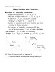 Many Variables and Constraints Equation vs. inequality constraints