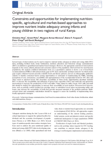 Constraints and opportunities for implementing nutrition