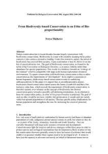 From biodiversity-based conservation to an ethic of bioproportionality