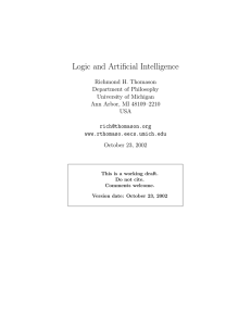 Logic and Artificial Intelligence - EECS @ Michigan
