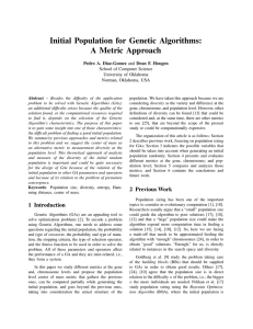 Initial Population for Genetic Algorithms: A Metric Approach