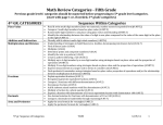 Math Review Categories - Fifth Grade Previous grade levels